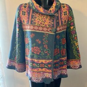 Floral Patterned Women's IVKO Anthropologie Wool Sweater Small